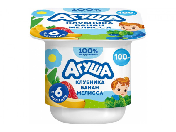 Творог "Агуша Засыпайка" клубника-банан-мелисса 100г Творог "Агуша Засыпайка" клубника-банан-мелисса 100г