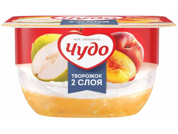 Творожный десерт "Чудо" персик-груша 100г