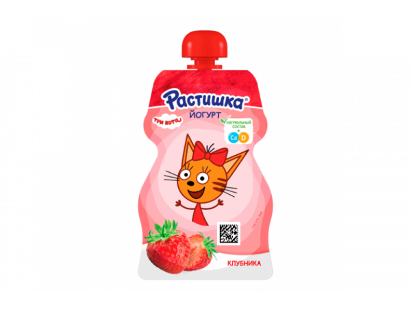 Йогурт "Растишка" пауч-пак 70г 2.6% клубника