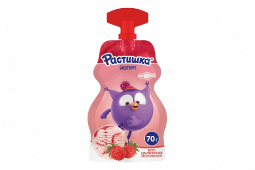 Йогурт "Растишка" пауч-пак 70г 2.6% землянич.морож.