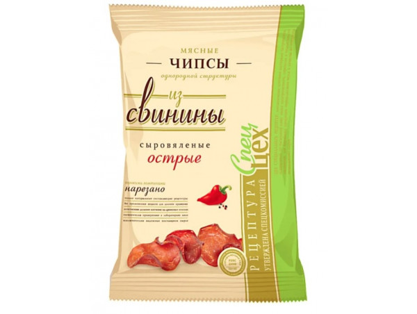 Чипсы мясные "Свиные сыровяленые Острые" шт. Егорьевская КГФ